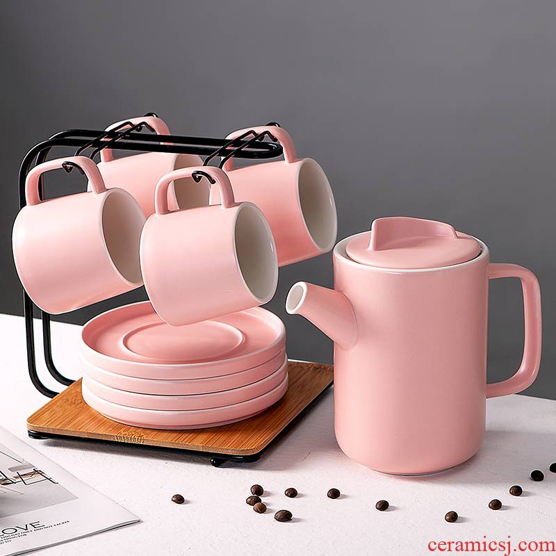 Nordic coffee cup suit household contracted Europe type camellia tea cup dish spoon afternoon suit ceramic water suit