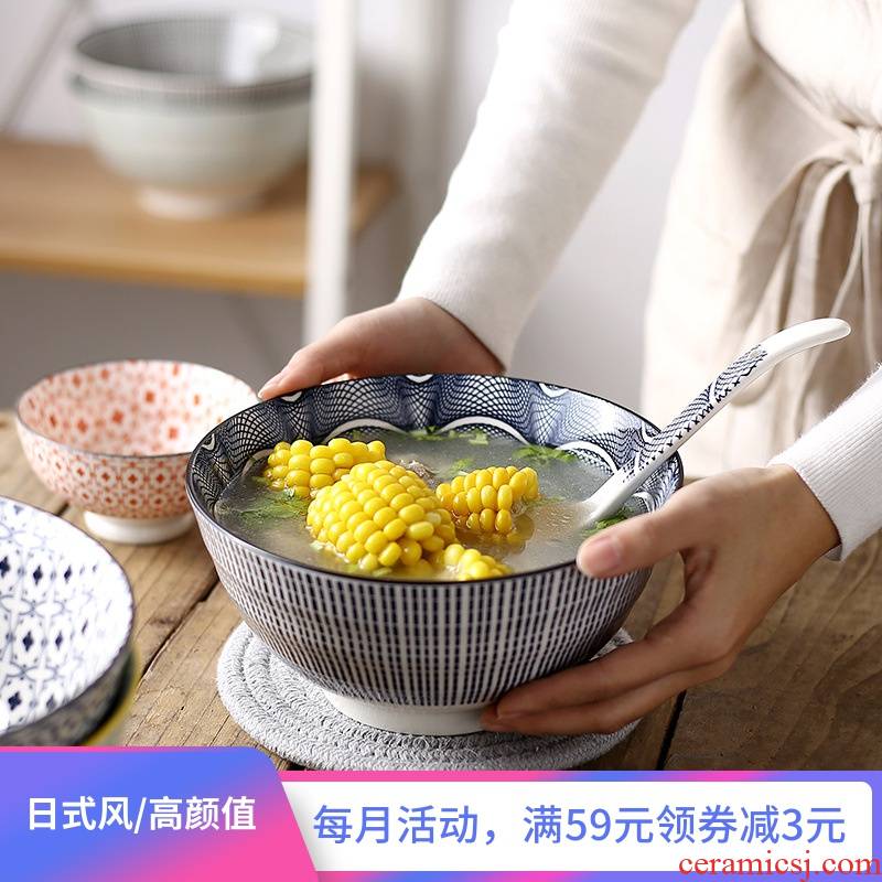 Kate Japanese ceramic bowl and the wind is big rainbow such use thread large salad bowl rice bowls of household compote tableware