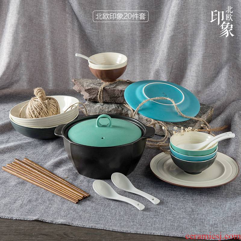 Creative Japanese tableware ceramic dishes dishes suit to use chopsticks cup gift suit household utensils in northern Europe