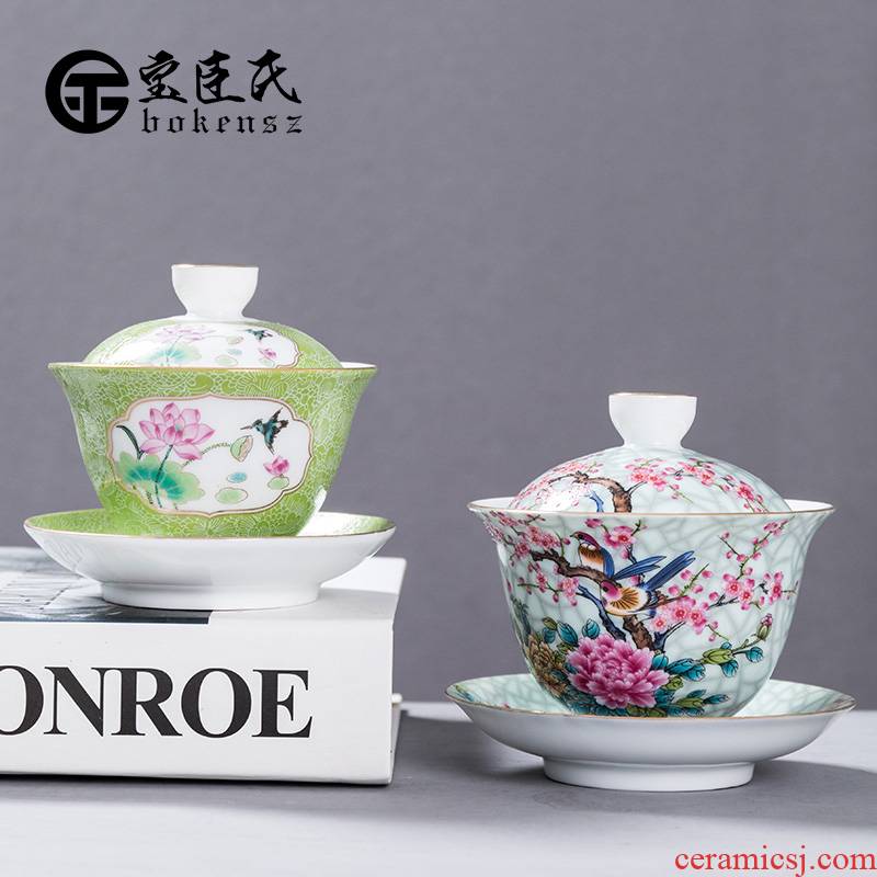 Colored enamel tureen ceramic cups three teapots only large tea sets tea tea bowl of white porcelain hand grasp pot