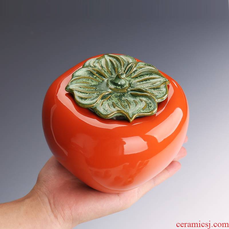 Persimmon Persimmon ruyi creative Persimmon ceramic tea pot mini small portable portable travel seal pot home furnishing articles