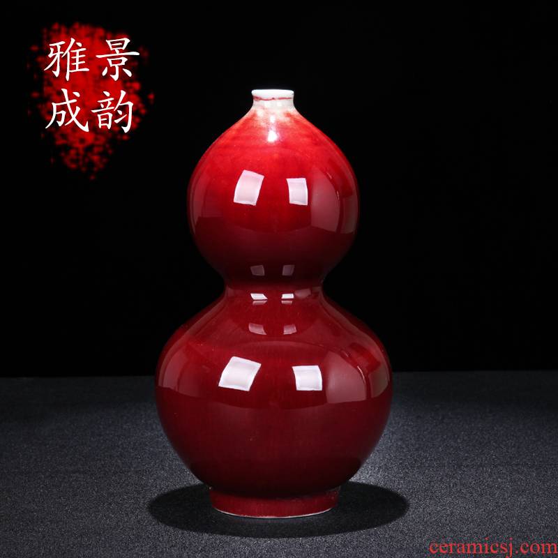 Jingdezhen ceramic new Chinese style ruby red glaze vase decoration place to live in the living room TV cabinet beside the flower porcelain