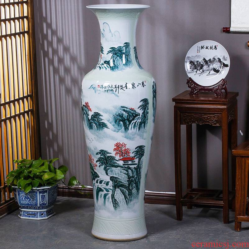 Jingdezhen ceramics manual hand - made scenery of large vases, Chinese sitting room adornment is placed beside TV ark