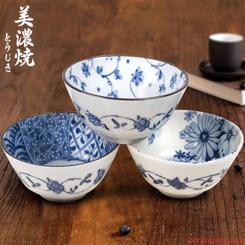 Japan imported ceramic tableware and wind rice bowls bowl under the glaze color Japanese soup bowl bowl suit household with his job
