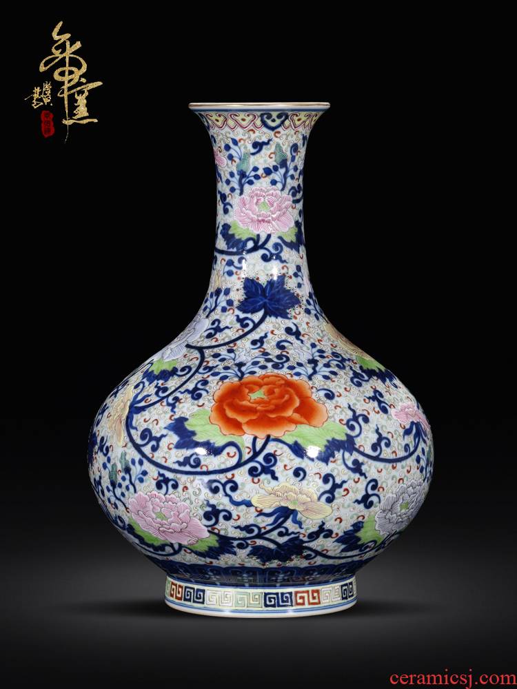 Emperor up jingdezhen ceramics antique hand - made porcelain enamel vase of new Chinese style living room rich ancient frame flower arranging furnishing articles