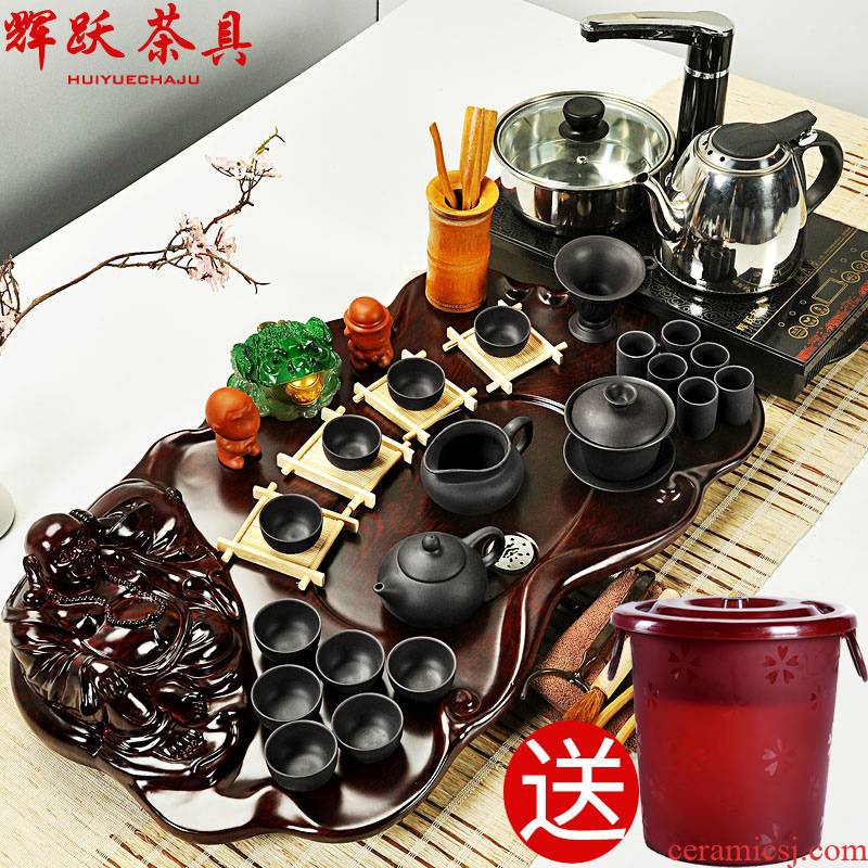Hui, make tea sets purple kung fu tea set your up with ice to crack the whole electromagnetism technology wood tea tray