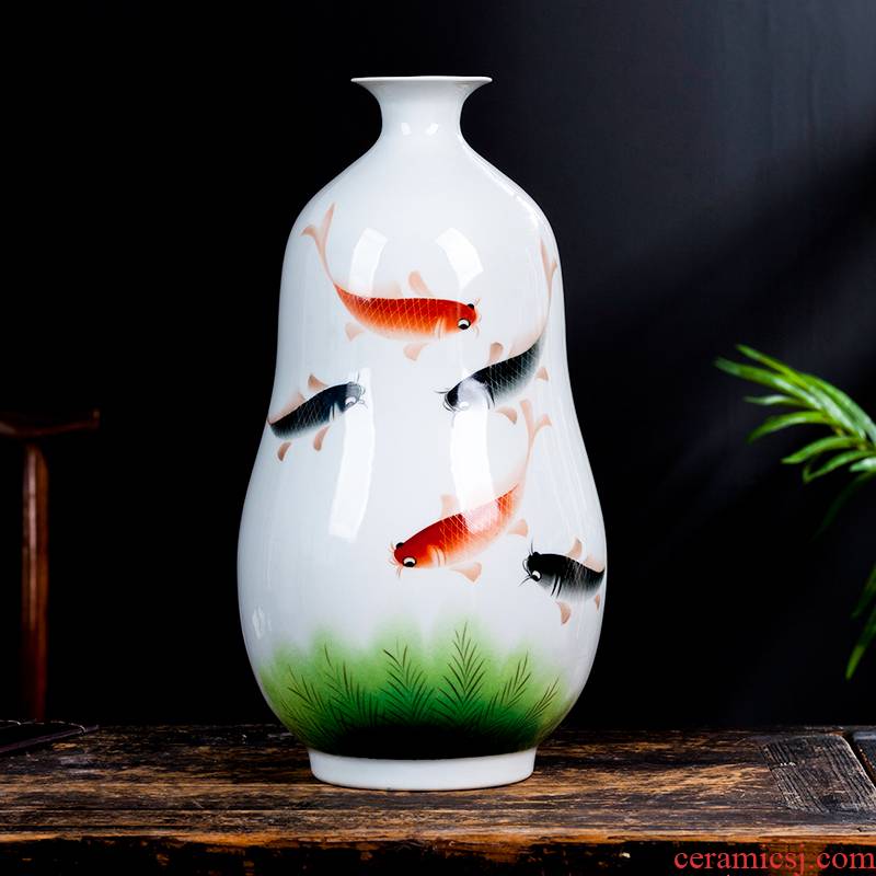 Jingdezhen ceramics powder enamel vase gourd bottle of Chinese style household living room TV cabinet crafts ornament