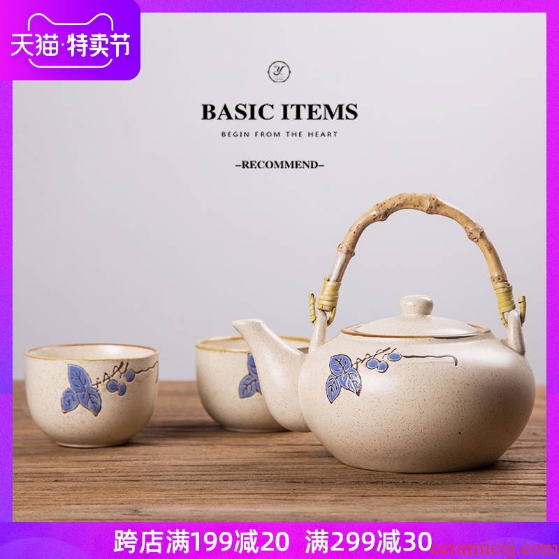 Ceramic teapot creative cold bottle of tea kettle afternoon tea cup cold water high temperature resistant glass cup wine