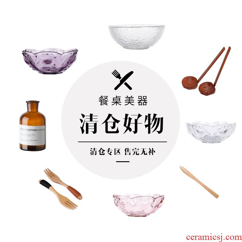 Porcelain to clearance 】 【 color beauty creative glass bowl glass vase household wood spork tableware