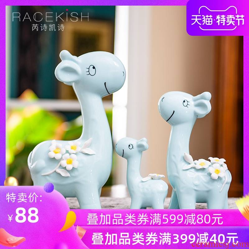 European creative ceramic three deer in furnishing articles contracted household decorates porch decorate TV ark, wedding gift decoration