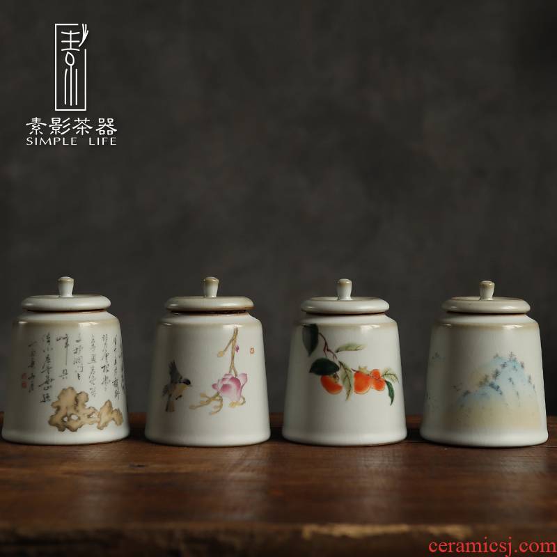Restoring ancient ways, shadow your up household small ceramic ink seal tea caddy fixings storehouse RuTao POTS of primitive simplicity of old color