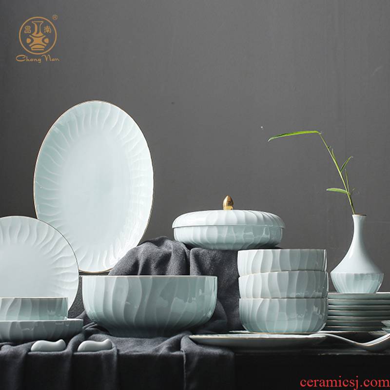 Prosperous southern dishes household of Chinese style and contracted up. And jingdezhen ceramics tableware suit household combination dishes chopsticks