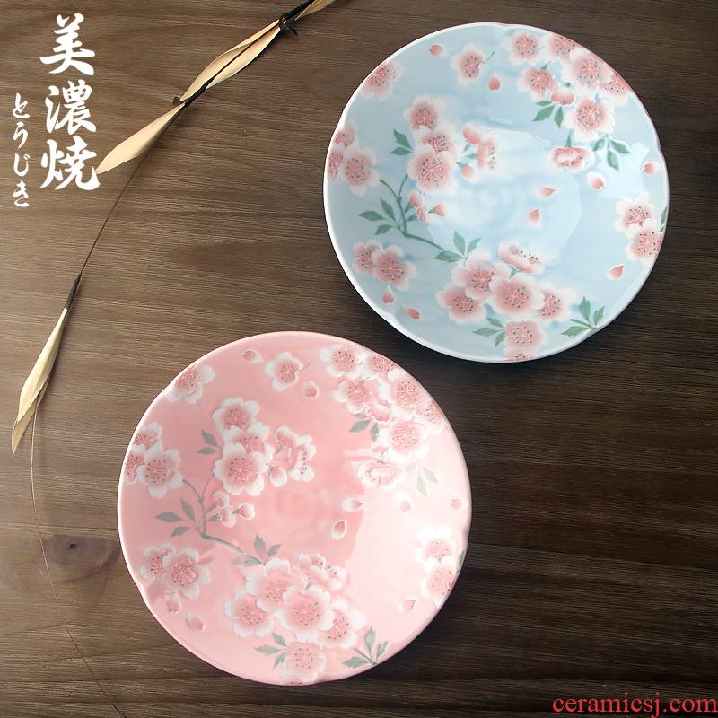 Meinung burn imported fruit bowl boreal Europe style household trill with fruit bowl cherry blossom put plate ceramic plates