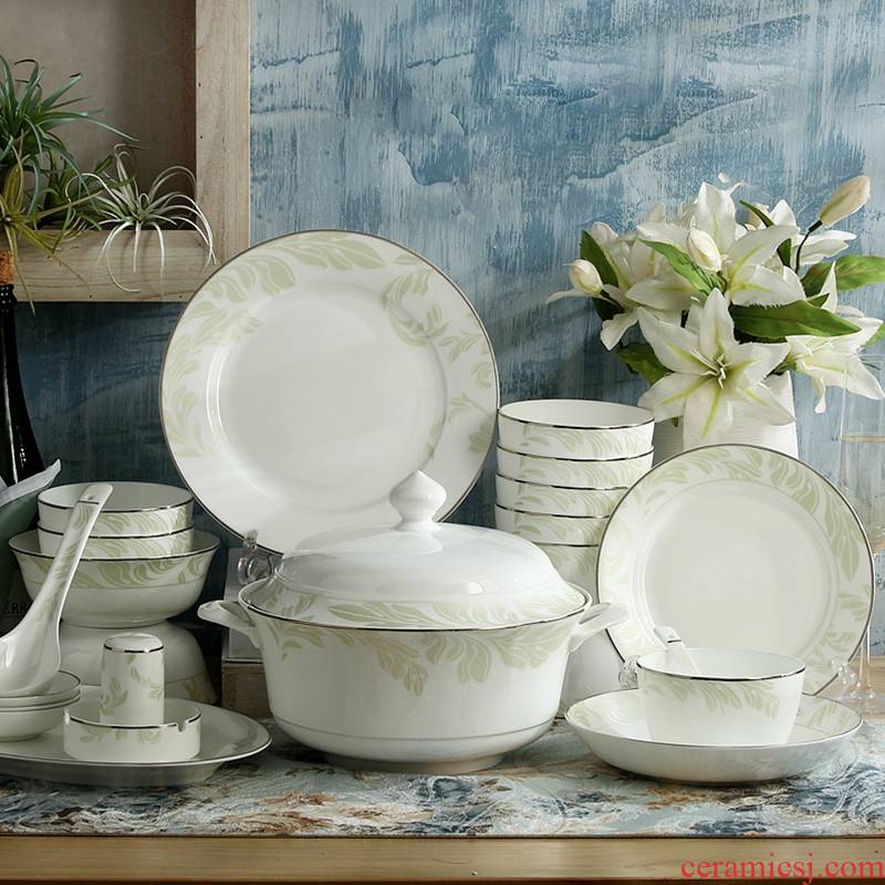 Dishes suit household European jobs Jin Bianjing ceramic bowl Korean 56 skull porcelain plate gift packages