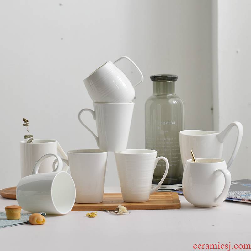 Contracted household pure white cup keller ceramic cup ipads porcelain coffee cup milk cup creative glass customization