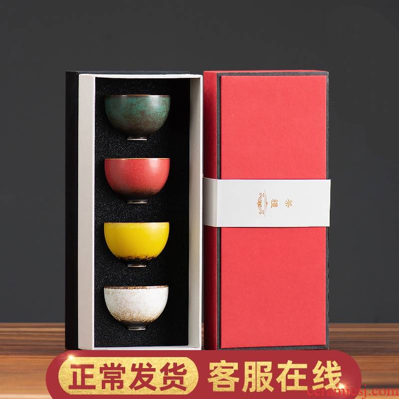W poly real scene ceramic sample tea cup gift boxes up four - color kung fu noggin zen master cup of tea light kit