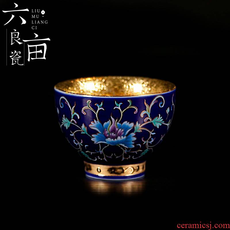 Jingdezhen ceramic tea set small bowl with fine gold sample tea cup master cup single CPU personal custom hand - made silver cups