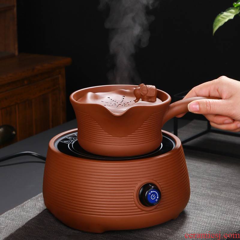 Yixing purple sand side put the cooking pot electricity TaoLu suit household, black and white pu 'er tea boiled tea tea kettle