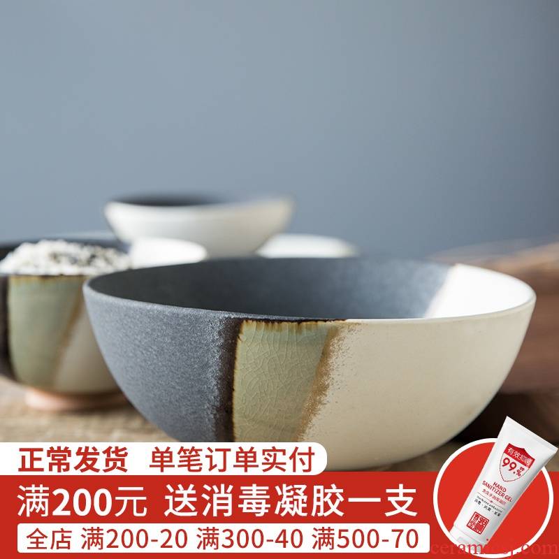 Creative Japanese tableware move retro coarse ceramic bowl bowl, small bowl of noodles bowl bowl household asakusa tall foot