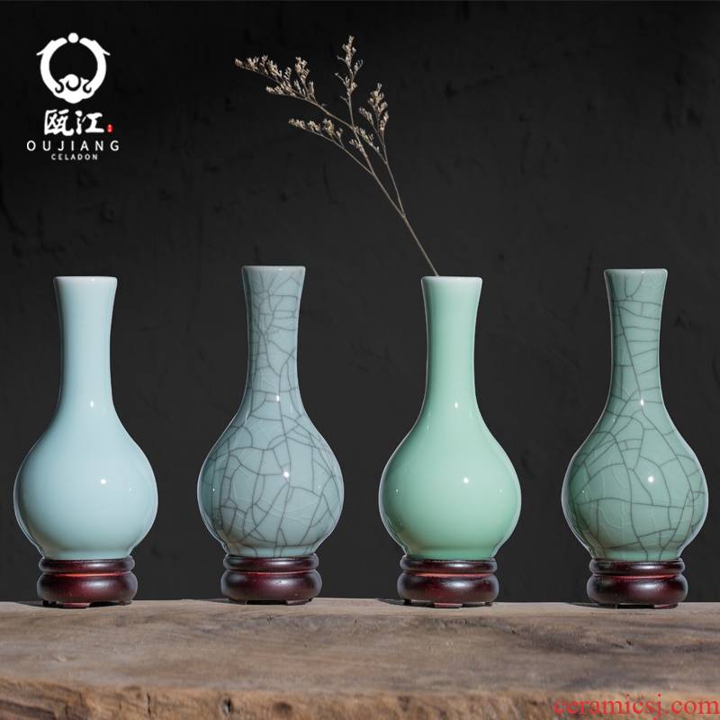 Oujiang longquan celadon vase and developed bottle ceramic office dry flower arranging flowers decorate the sitting room of Chinese style household furnishing articles