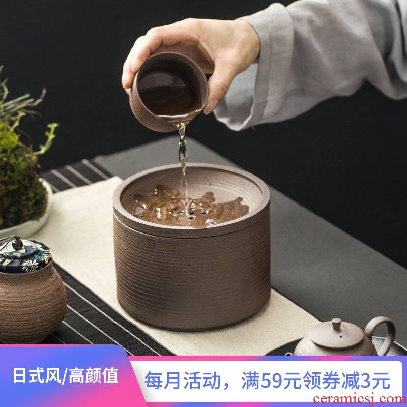 Japanese coarse pottery hand made in hot tea to wash mud rock in hot pot of large cylinder round pot bearing cups to wash to kung fu tea accessories