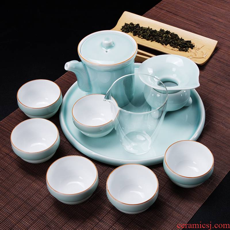 Japanese celadon tea sets suit household simple tea tray was small living room doing mercifully tray was kung fu tea cups