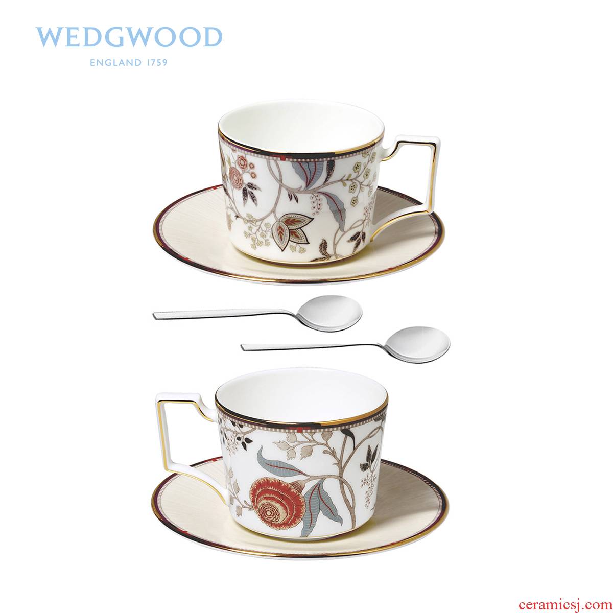 Wedgwood Pashmina Bohemian ipads China tea coffee cup 2 disc 2 tablespoons set suits for European - style coffee