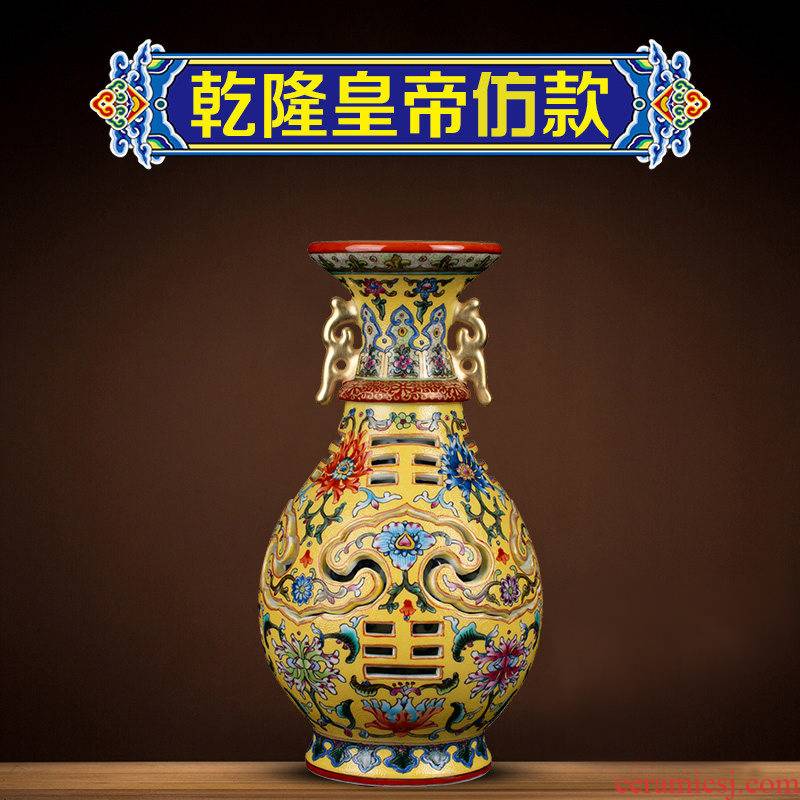 Better sealed up with jingdezhen antique hand - made famille rose porcelain vase furnishing articles sitting room floret bottle of new Chinese style of art