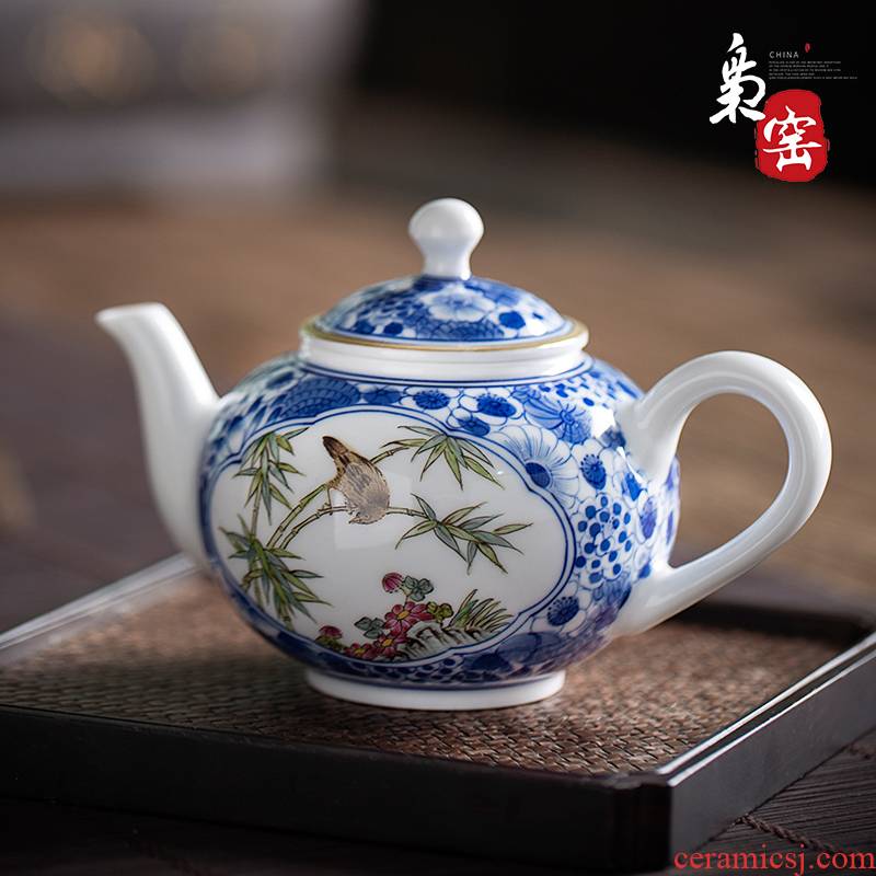 Hand - made porcelain of jingdezhen ceramic teapot pure manual kung fu tea set household single pot boil tea teapot tea taking