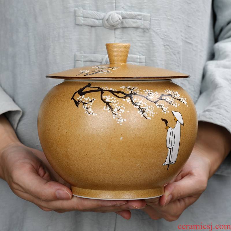 Pu - erh tea stored up tea exchanger with the ceramics jingdezhen small caddy fixings seal pot moistureproof box half jins to household size
