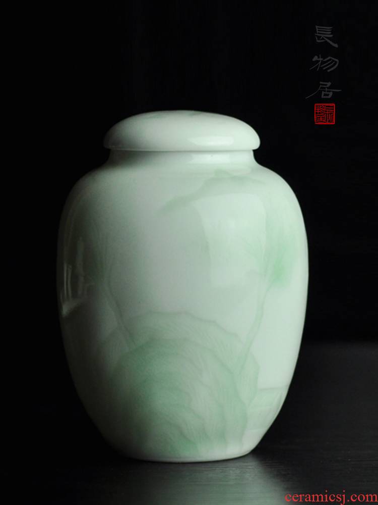Offered home - cooked shadow blue glaze blue white porcelain dark moment at flavor landscape tea caddy fixings storehouse of jingdezhen ceramic tea set by hand