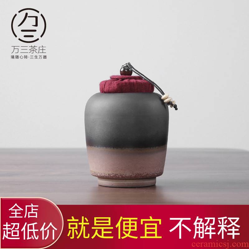 Crude pottery tea three thousand sealed ceramic tea caddy fixings box travel warehouse storage tank pu 'er tea pot POTS