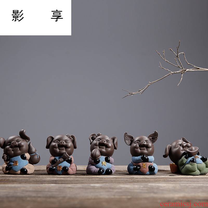 Shadow enjoy kung fu tea accessories color sand pottery pet pig tea tea tea tea tray was furnishing articles household act the role ofing is tasted CHT