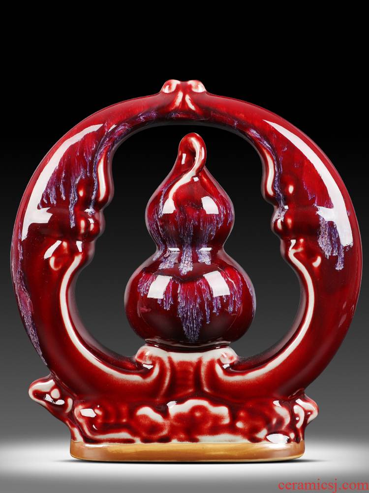 Pottery and porcelain vase f - fook noted gourd up red jun feng shui bagua home sitting room adornment handicraft furnishing articles
