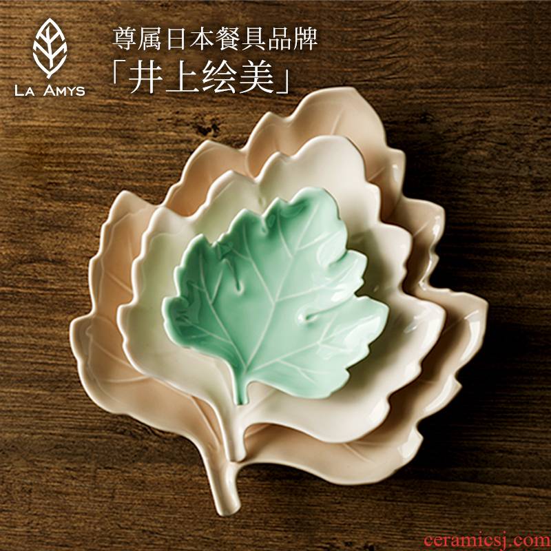 Japanese maple leaf plate creative ceramic household small dishes snacks side dish fruit cake snack 'lads' Mags' including nuts dishes