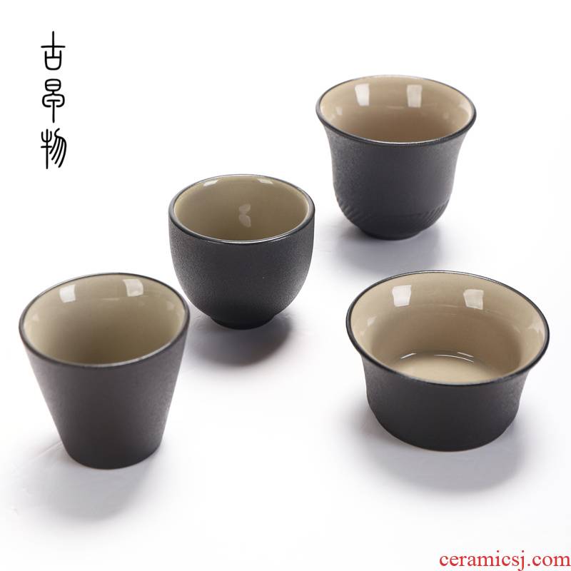Zen master sample tea cup ceramic cups of black kung fu tea set household single CPU Japanese coarse pottery tea cups