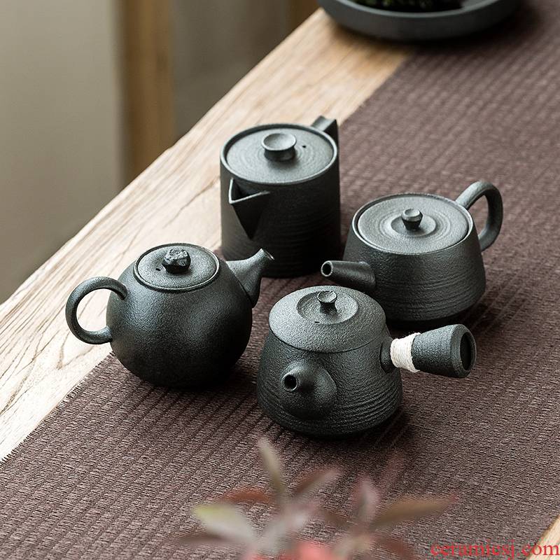 Ning uncommon black pottery teapot single pot of ceramic kung fu tea set Japanese teapot