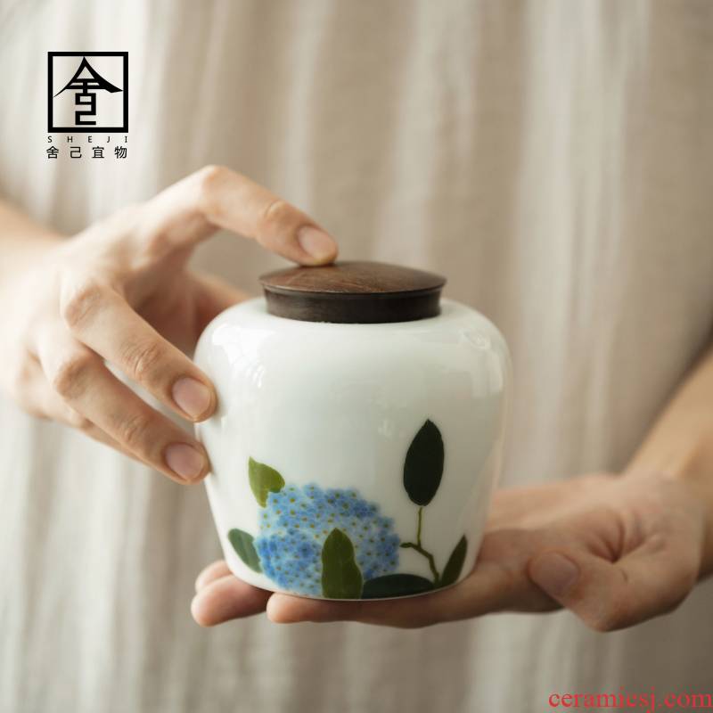Ebony cover retro caddy fixings ceramic seal pot large ceramic POTS white tea tea tea pot storehouse