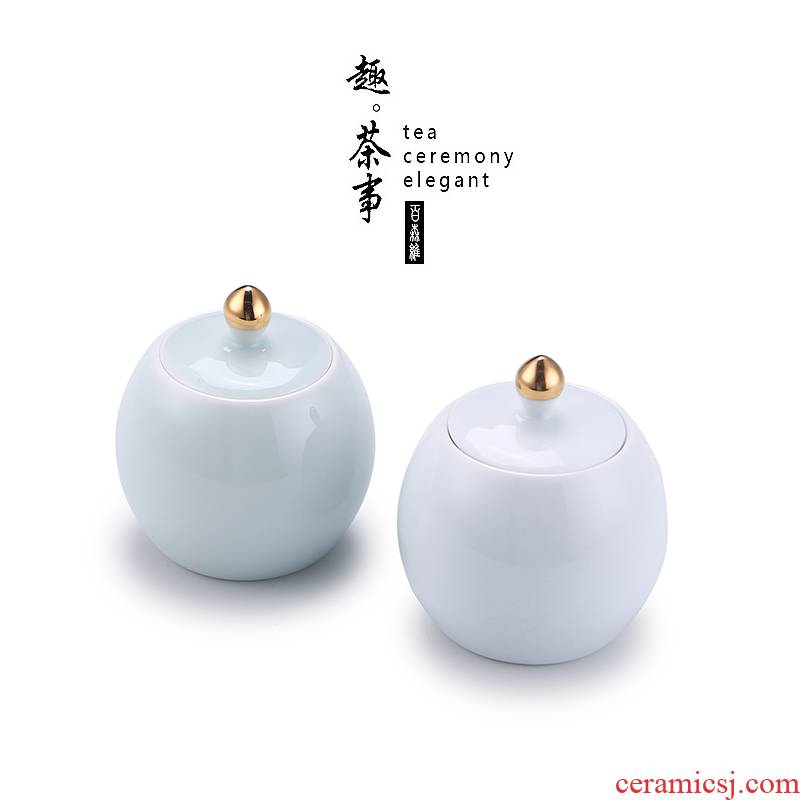 White porcelain tea pot ceramic seal creative move fashion household small tea box storehouse storage tanks pearl pot