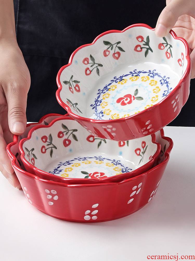 J together scene Japanese - style tableware ceramic bowl of fruit salad bowl such use creative hand - made lace household jobs move
