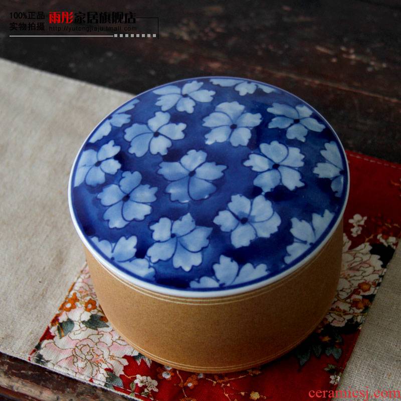 Rain tong home | jingdezhen ceramics creative household porcelain tea pot loose tea caddy fixings and pure and fresh style