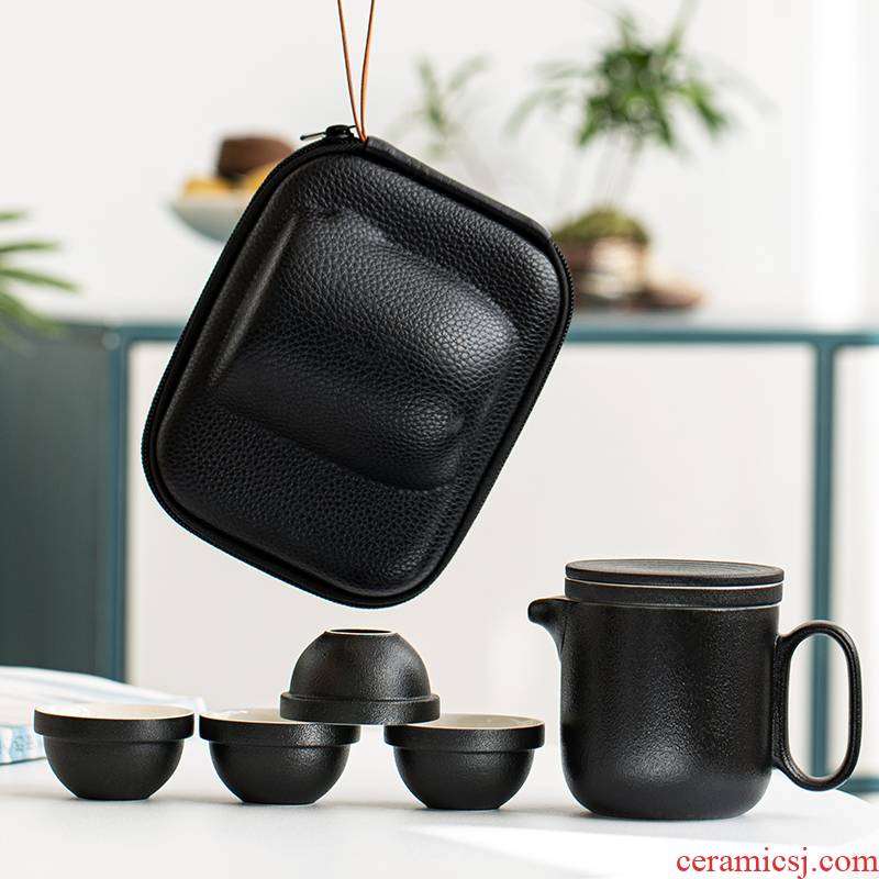 Ceramic porcelain constant hall travel small kung fu tea set tea teapot household contracted portable bag type crack cup