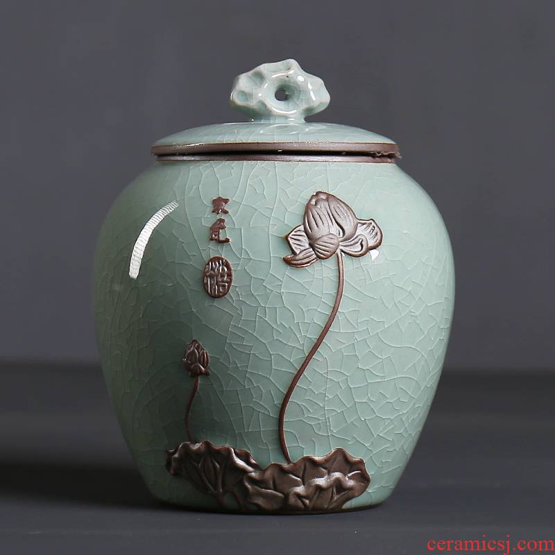 Modelling of ceramic tea pot lotus elder brother up with tea sealed tank storage jar size household moistureproof POTS