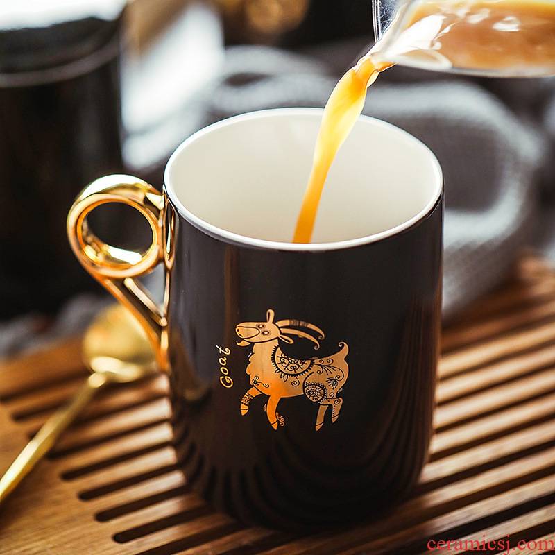 The content of creative cartoon zodiac ceramic mugs move office coffee cup tea cup