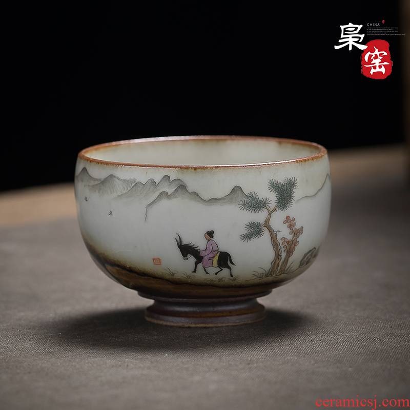 Jingdezhen ceramics by hand single CPU master cup your up coarse pottery scenery sample tea cup kung fu tea cups