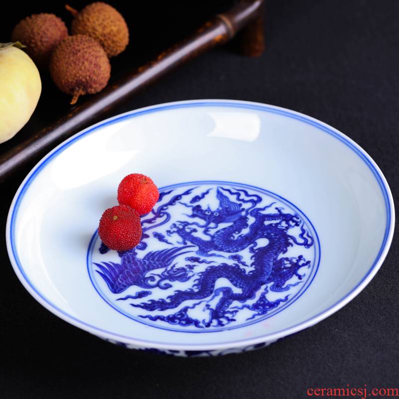Offered home - cooked in jingdezhen blue and white porcelain dish dish dish checking ceramic dumpling soup plate plate plate FanPan home plate