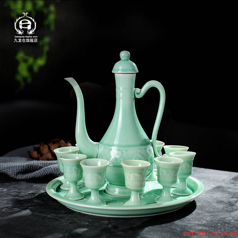 DH jingdezhen household celadon wine suits for jingdezhen ceramic antique Chinese style wedding wine pot liquor cup