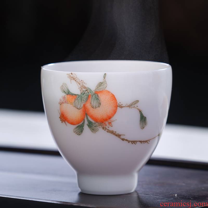 Jingdezhen ceramic tea set kung fu teacups hand - made master cup sample tea cup single cup, small cup of tea cup by hand