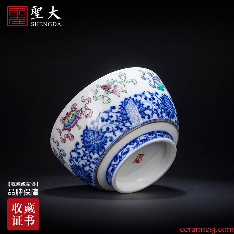 Santa teacups hand - made porcelain enamel lotus' s sweet grain ceramic kung fu masters cup sample tea cup of jingdezhen tea service