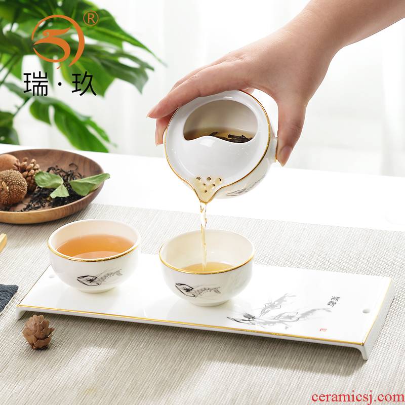 Elegant ease a pot of two cups of ipads China tea set kung fu tea set a complete set of 1 or 2 small tea gift box